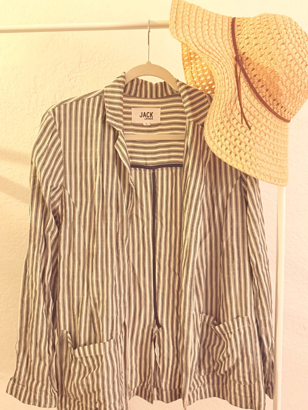 BB Dakota JACK Striped Blazer in Dark Denim and Ivory